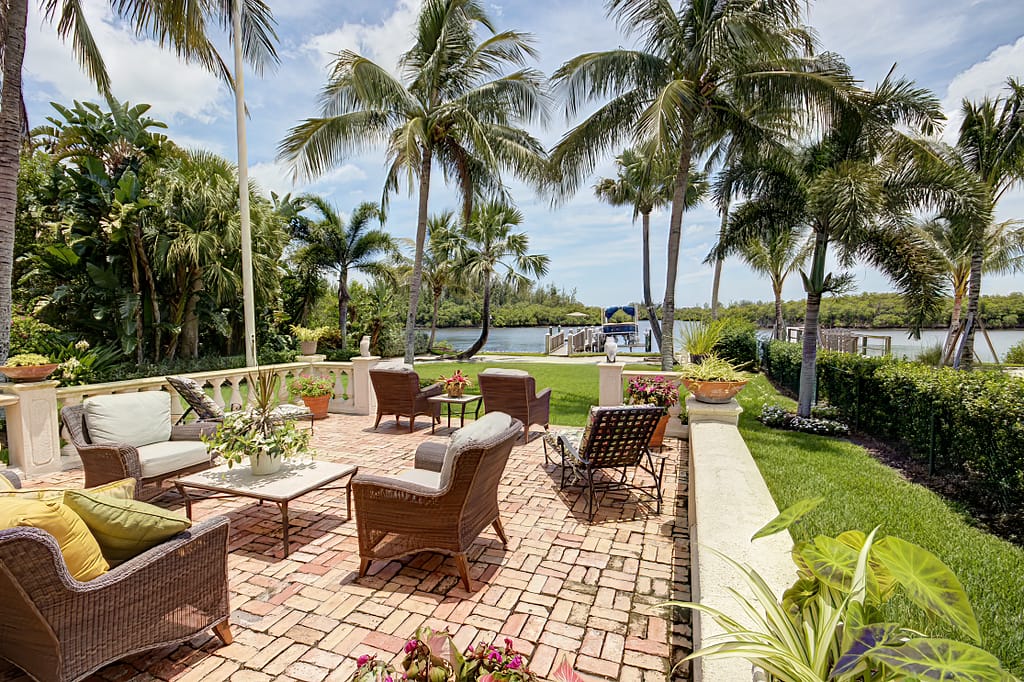 Patio and boat dock on the Intracoastal Waterway